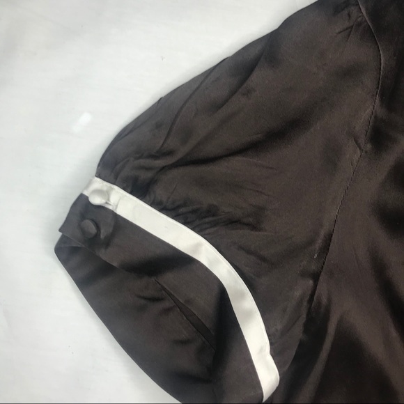 Bebe Chocolate Brown Silk V-Neck Cap Sleeves - Picture 4 of 5
